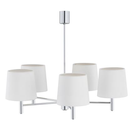 Brilagi - MONTE loftlampe på stang 5xE27/60W/230V cremefarvet/poleret krom