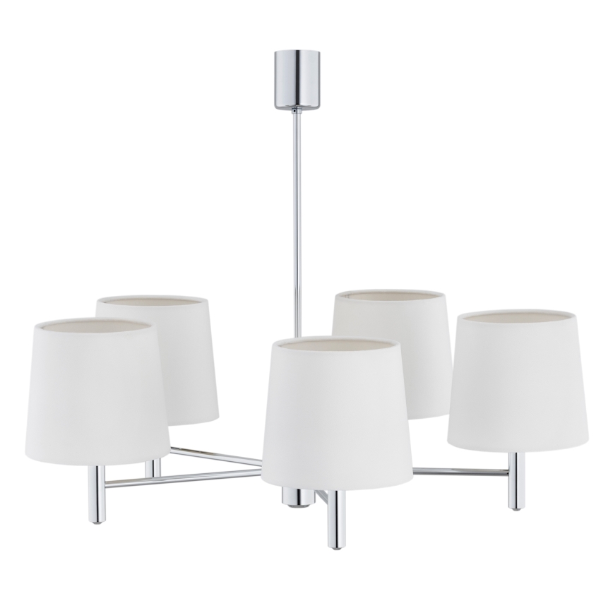 Brilagi - MONTE loftlampe på stang 5xE27/60W/230V cremefarvet/poleret krom