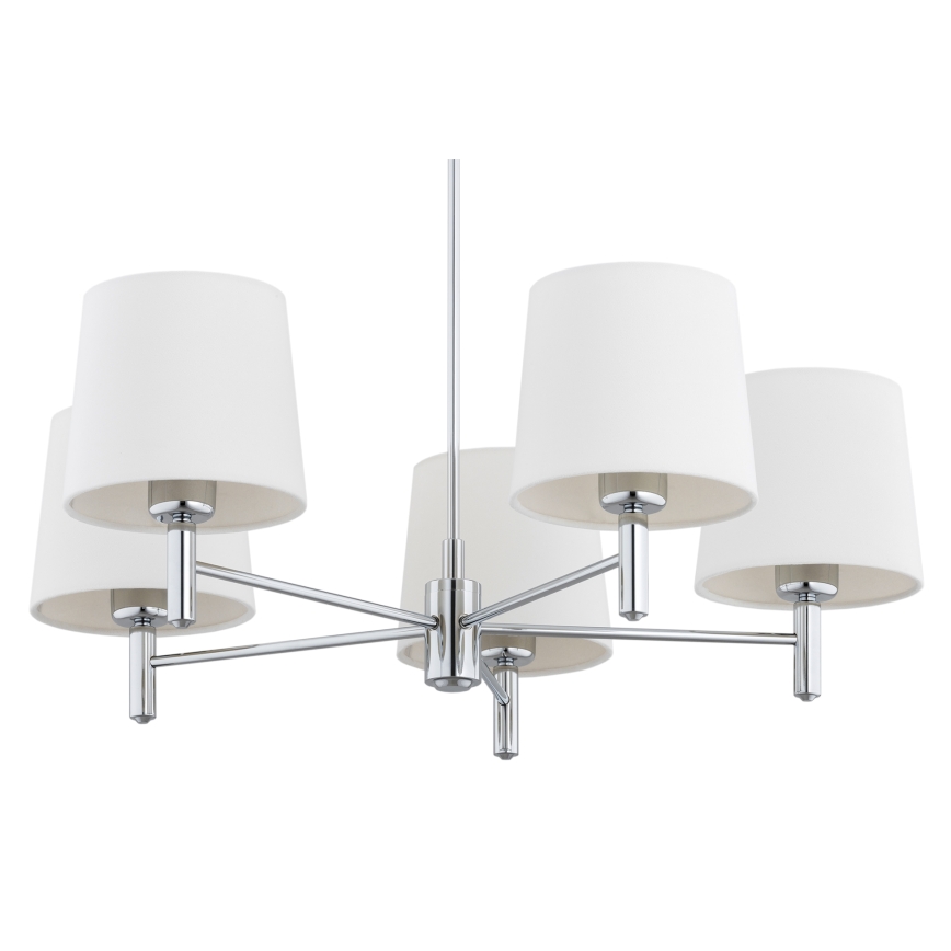 Brilagi - MONTE loftlampe på stang 5xE27/60W/230V cremefarvet/poleret krom