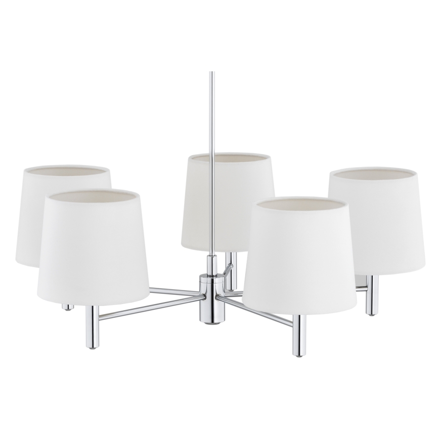 Brilagi - MONTE loftlampe på stang 5xE27/60W/230V cremefarvet/poleret krom