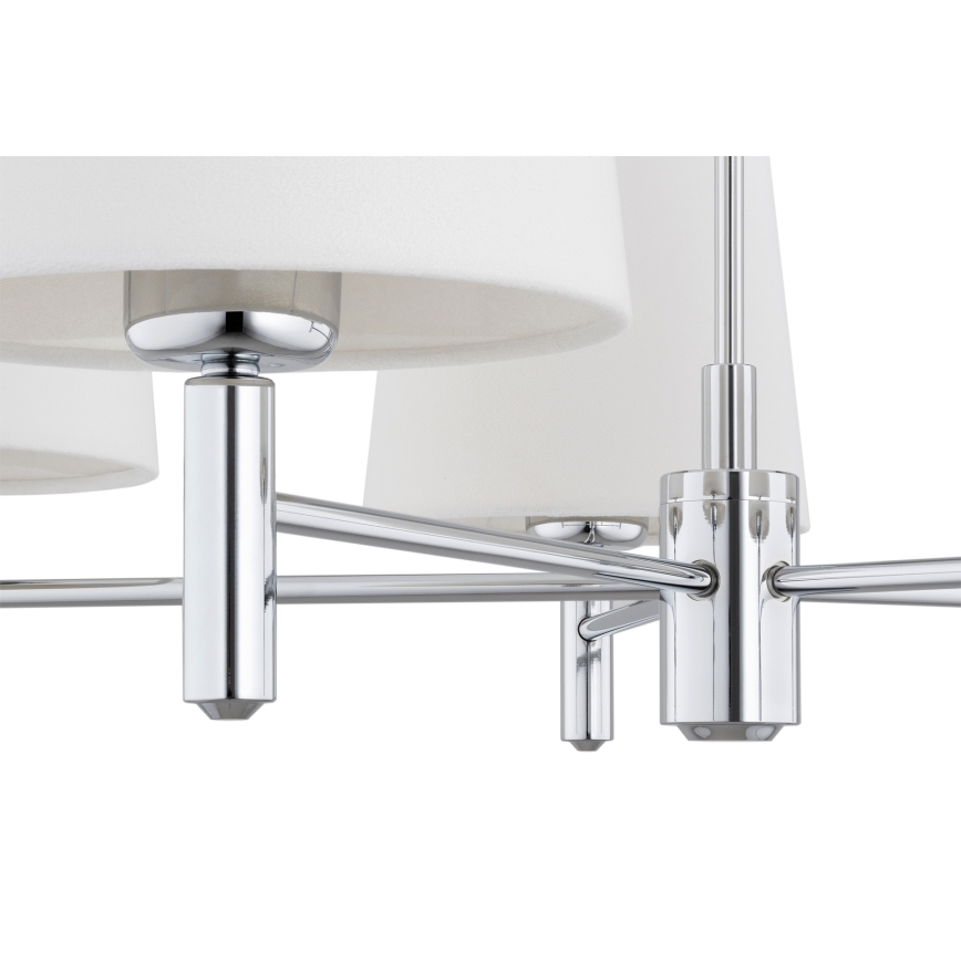 Brilagi - MONTE loftlampe på stang 5xE27/60W/230V cremefarvet/poleret krom