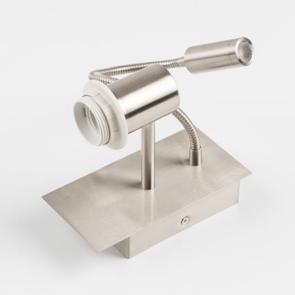 Brilagi - LED fleksibel væglampe NUBILA 1xE27/25W/230V + LED/3W mat krom/lys grå