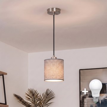 Brilagi - NUBILA LED-pendel med kabel 1xE27/60W/230V Ø 14 cm sort/grå