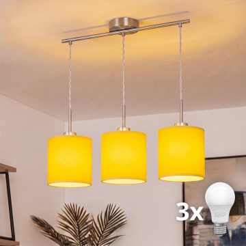 Brilagi - NUBILA LED-pendel med wireophæng 3xE27/60W/230V gul