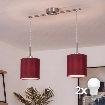 Brilagi - NUBILA LED-pendel på kabel, 2xE27/60W/230V, pompejsk rød