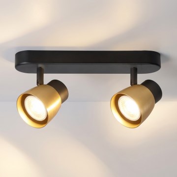 Brilagi - NUGGET spotlampe 2xGU10/30W/230V sort/guld