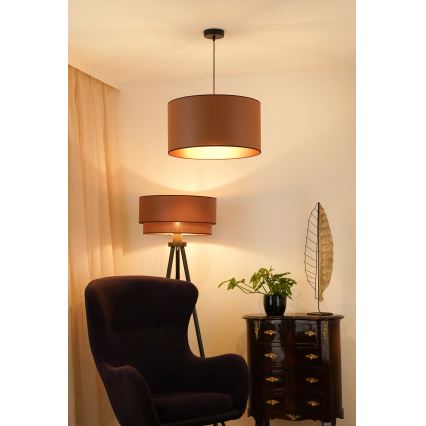 Brilagi - Loftlampe på kabel OREGON ROLLER VEGE 1xE27/15W/230V Ø 45 cm brun
