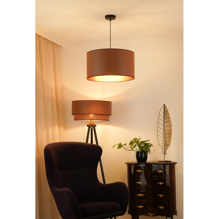 Brilagi - Loftlampe på kabel OREGON ROLLER VEGE 1xE27/15W/230V Ø 45 cm brun