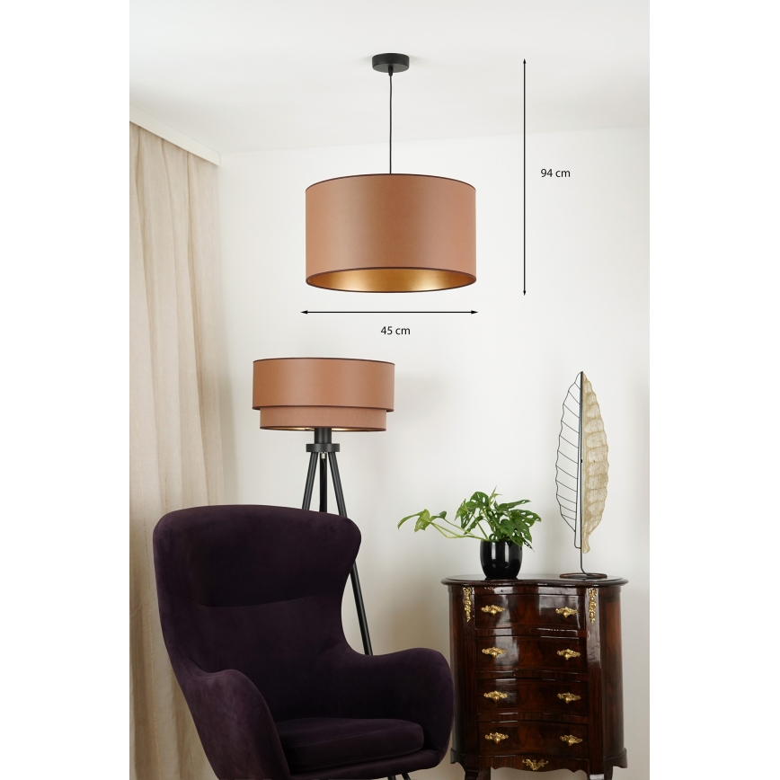 Brilagi - Loftlampe på kabel OREGON ROLLER VEGE 1xE27/15W/230V Ø 45 cm brun