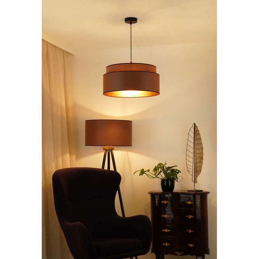 Brilagi - Loftlampe på kabel OREGON VEGE 1xE27/15W/230V Ø 45 cm brun