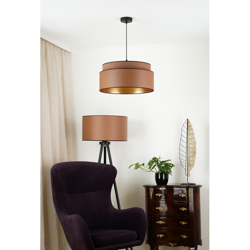 Brilagi - Loftlampe på kabel OREGON VEGE 1xE27/15W/230V Ø 45 cm brun