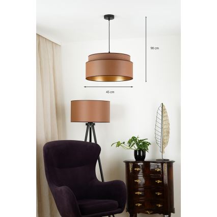Brilagi - Loftlampe på kabel OREGON VEGE 1xE27/15W/230V Ø 45 cm brun