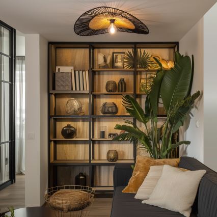 Brilagi - Overflademonteret LED-loftlampe CERIA BOHO 1xE27/40W/230V Ø 50 cm sort/brun