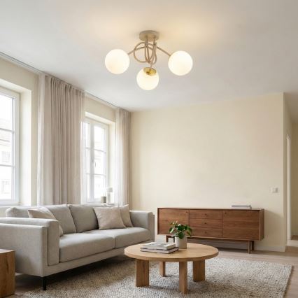 Brilagi - Overflademonteret loftlampe 3xE27/60W/230V beige/guld