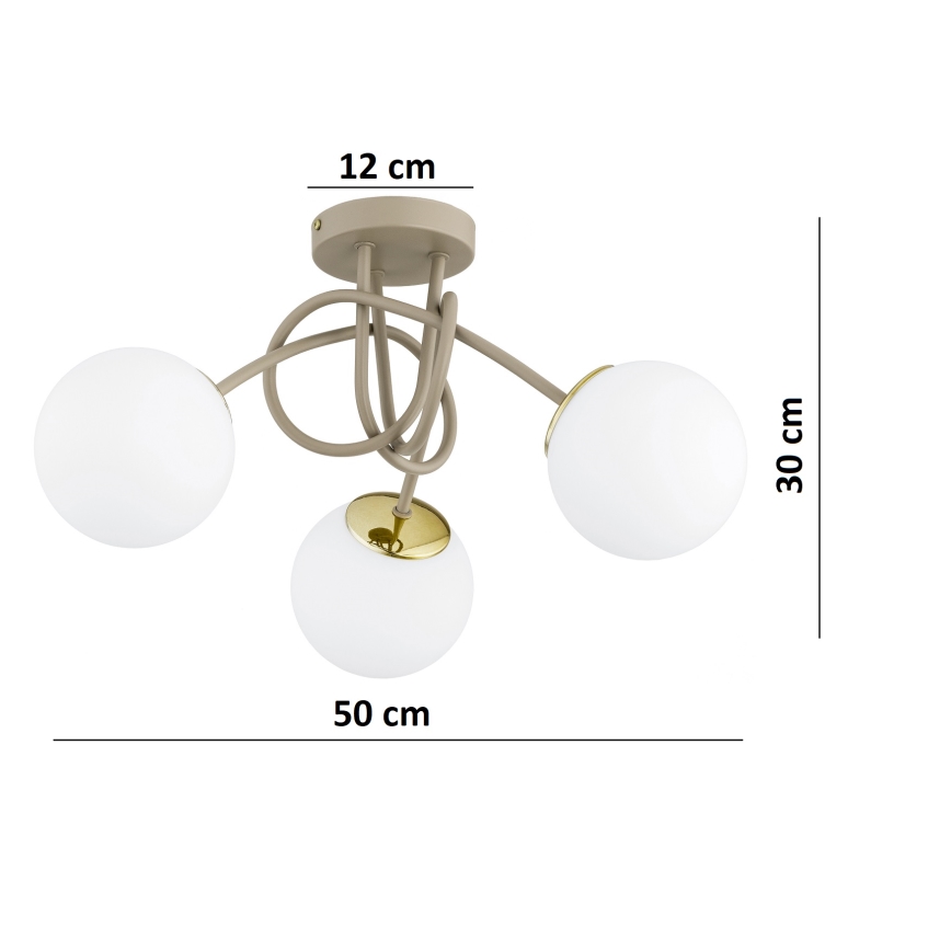 Brilagi - Overflademonteret loftlampe 3xE27/60W/230V beige/guld