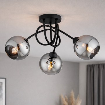 Brilagi - Overflademonteret loftlampe 3xE27/60W/230V sort/røggrå