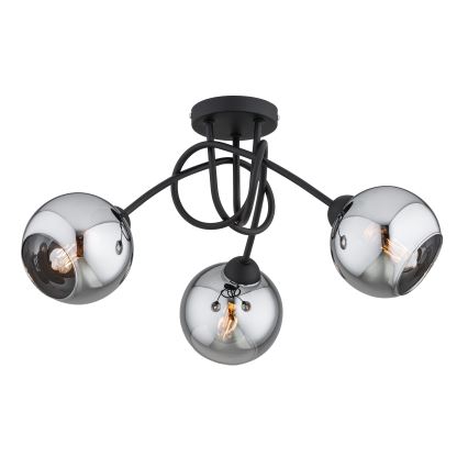 Brilagi - Overflademonteret loftlampe 3xE27/60W/230V sort/røggrå