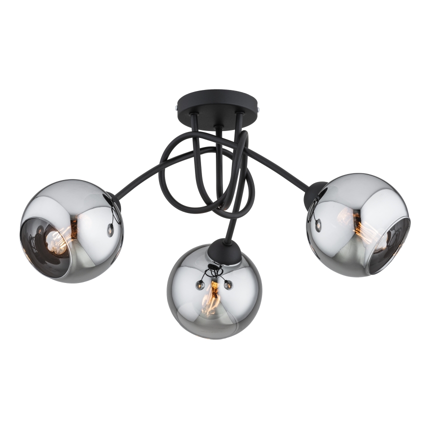 Brilagi - Overflademonteret loftlampe 3xE27/60W/230V sort/røggrå