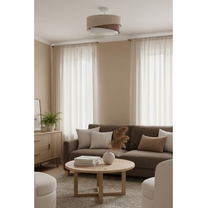 Brilagi - Overflademonteret loftlampe ARROW 1xE27/60W/230V Ø 45 cm beige/brun/hvid