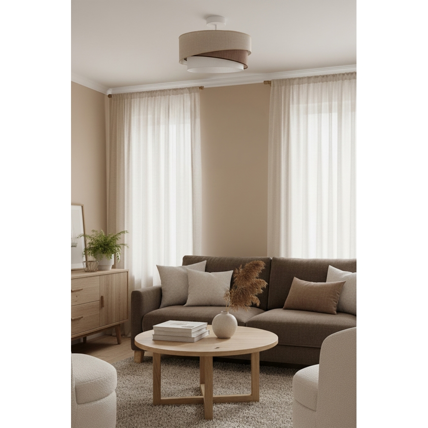 Brilagi - Overflademonteret loftlampe ARROW 1xE27/60W/230V Ø 45 cm beige/brun/hvid