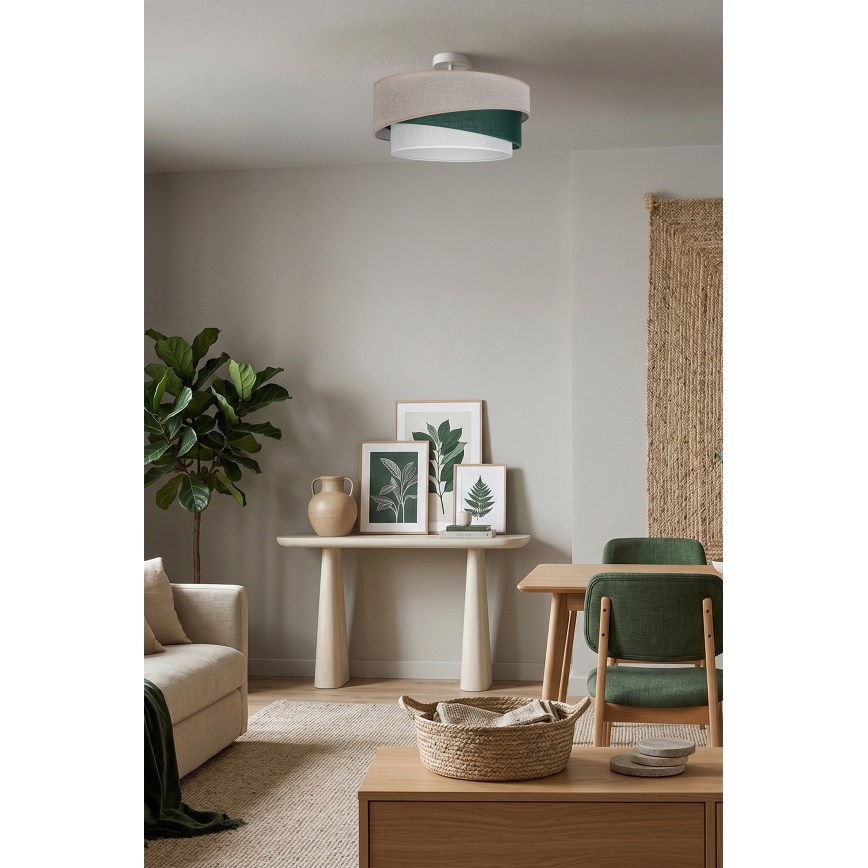 Brilagi - Overflademonteret loftlampe ARROW 1xE27/60W/230V Ø 45 cm beige/grøn/hvid