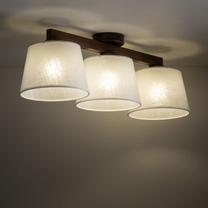 Brilagi - Overflademonteret loftlampe LATTE 3xE27/15W/230V fyrretræ/hvid