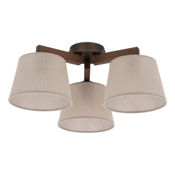 Brilagi - Overflademonteret loftlampe LATTE 3xE27/15W/230V fyrtræ/beige