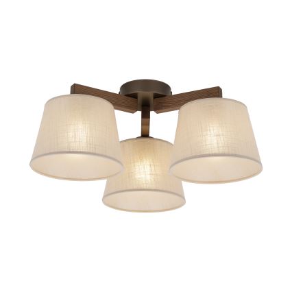 Brilagi - Overflademonteret loftlampe LATTE 3xE27/15W/230V fyrtræ/beige