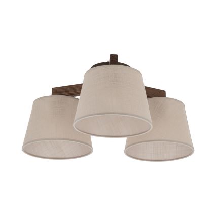 Brilagi - Overflademonteret loftlampe LATTE 3xE27/15W/230V fyrtræ/beige