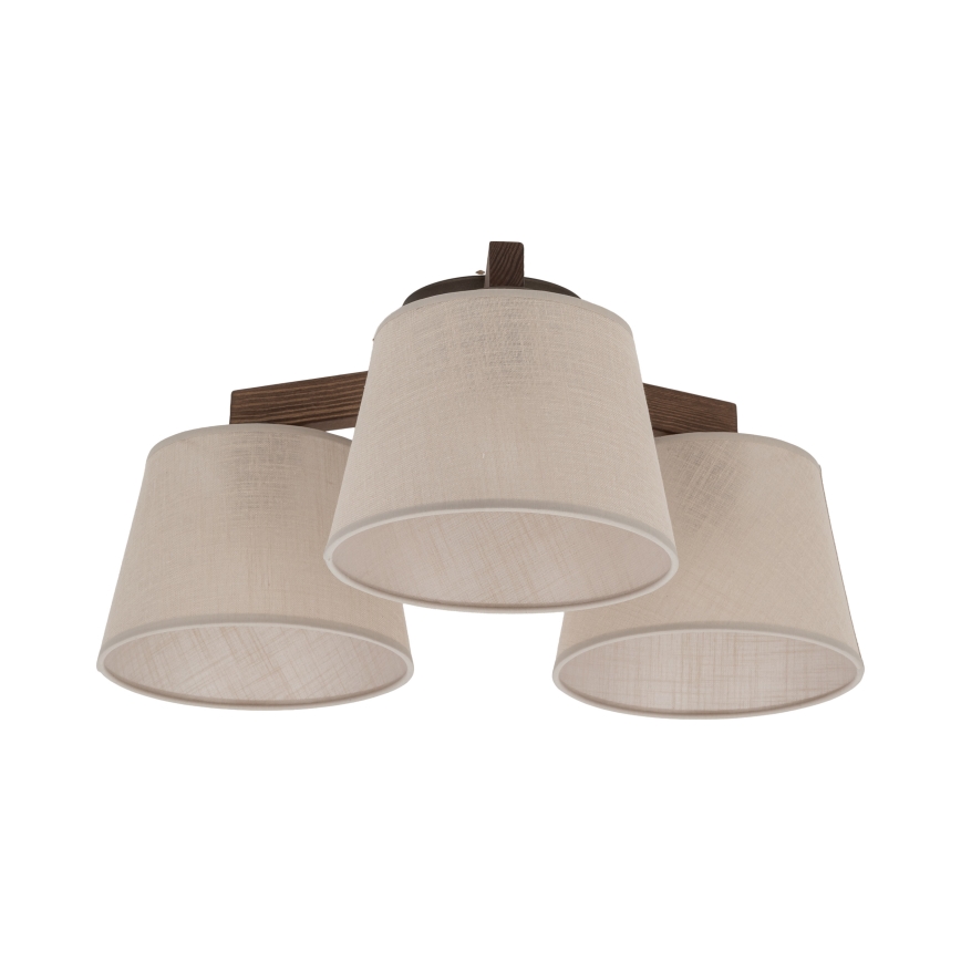 Brilagi - Overflademonteret loftlampe LATTE 3xE27/15W/230V fyrtræ/beige