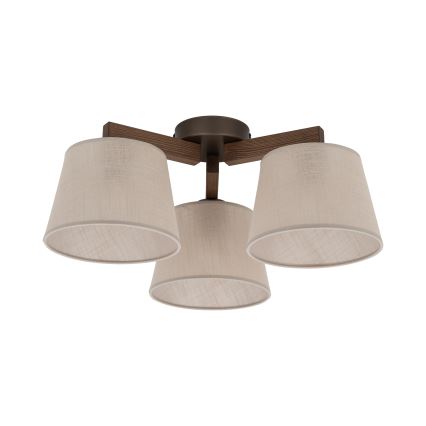 Brilagi - Overflademonteret loftlampe LATTE 3xE27/15W/230V fyrtræ/beige