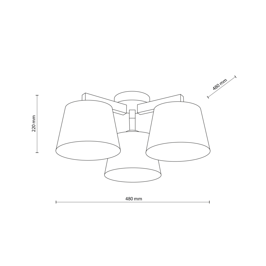Brilagi - Overflademonteret loftlampe LATTE 3xE27/60W/230V fyrretræ/hvid