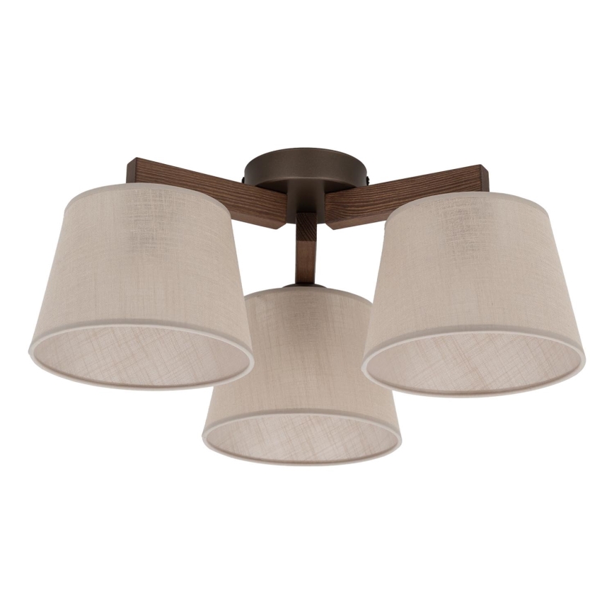 Brilagi - Overflademonteret loftlampe LATTE 3xE27/60W/230V fyrtræ/beige