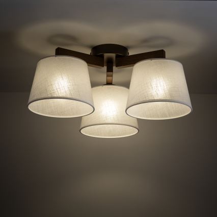 Brilagi - Overflademonteret loftlampe LATTE 3xE27/60W/230V fyrtræ/beige