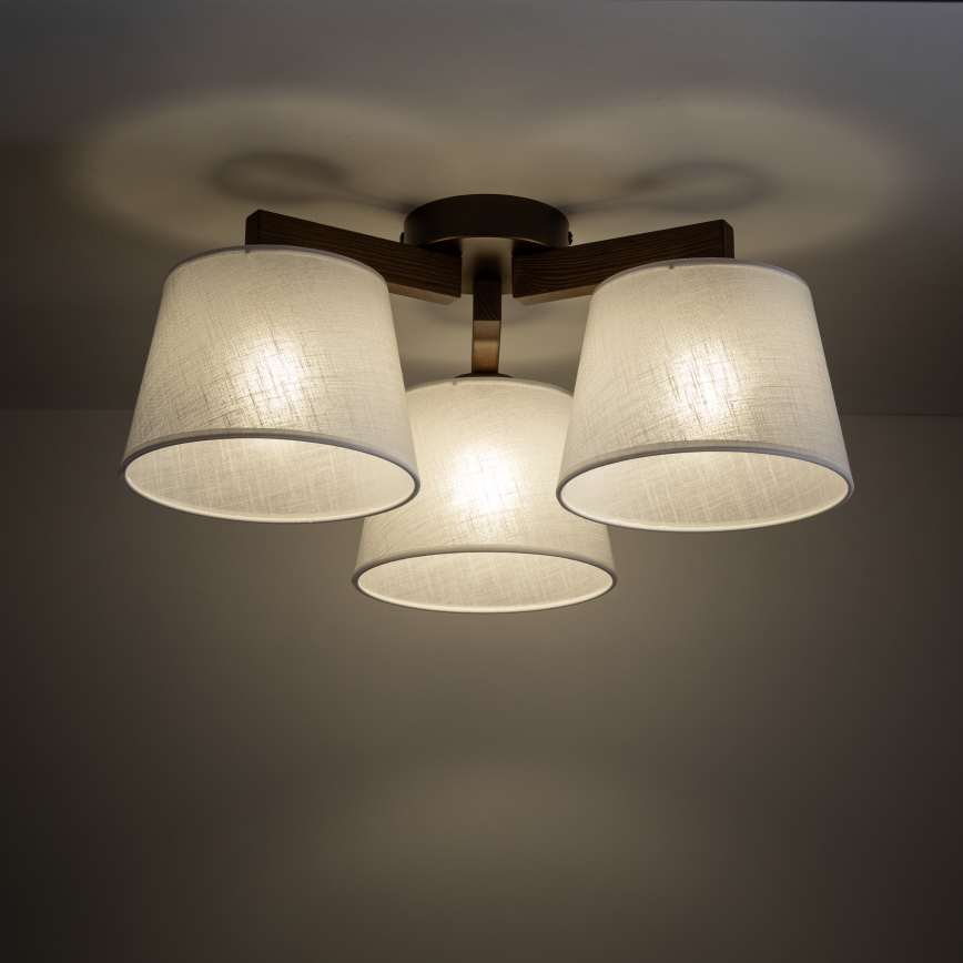 Brilagi - Overflademonteret loftlampe LATTE 3xE27/60W/230V fyrtræ/beige