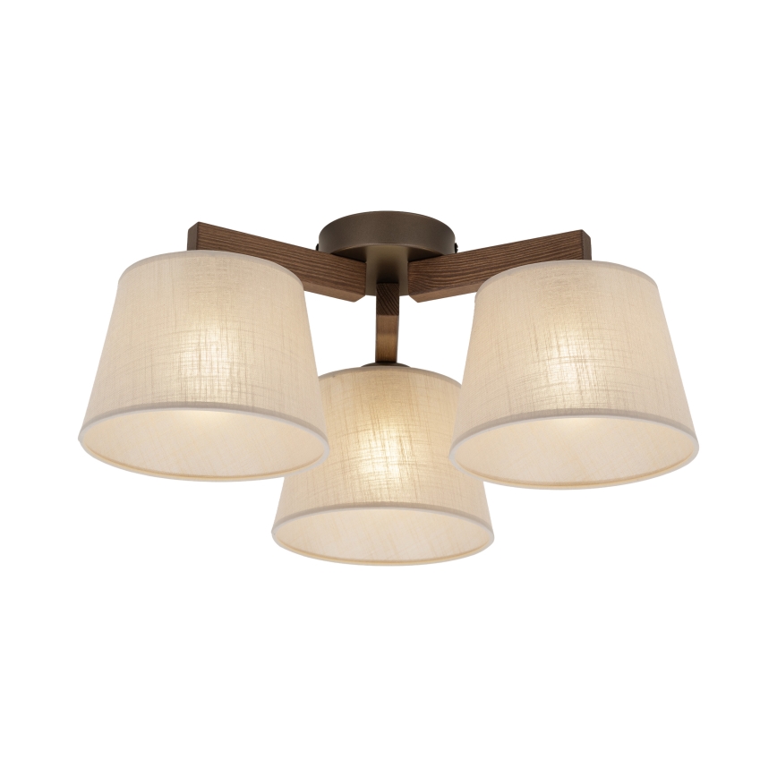 Brilagi - Overflademonteret loftlampe LATTE 3xE27/60W/230V fyrtræ/beige