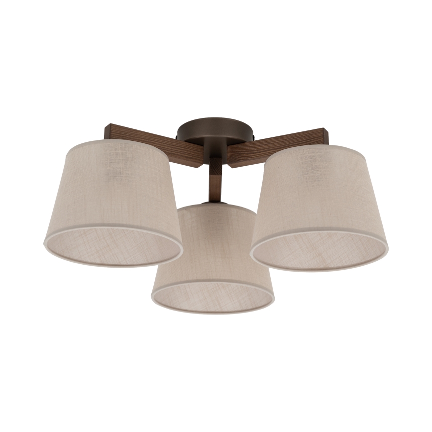 Brilagi - Overflademonteret loftlampe LATTE 3xE27/60W/230V fyrtræ/beige