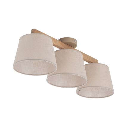Brilagi - Overflademonteret loftlampe LATTE SABIA 3xE27/15W/230V fyrretræ/beige