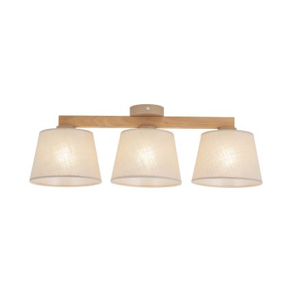 Brilagi - Overflademonteret loftlampe LATTE SABIA 3xE27/15W/230V fyrretræ/beige