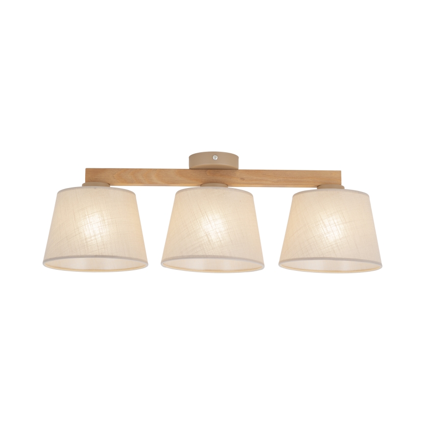Brilagi - Overflademonteret loftlampe LATTE SABIA 3xE27/15W/230V fyrretræ/beige
