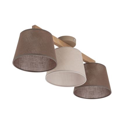 Brilagi - Overflademonteret loftlampe LATTE SABIA 3xE27/15W/230V fyrretræ/mix