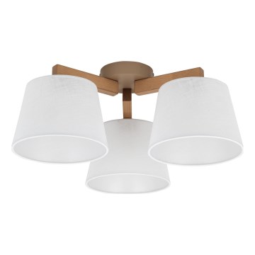 Brilagi - Overflademonteret loftlampe LATTE SABIA 3xE27/15W/230V fyrtræ/hvid