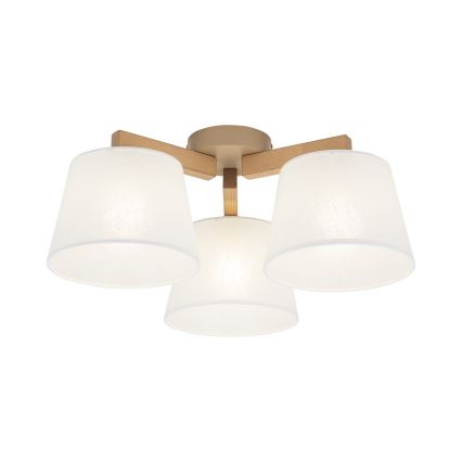 Brilagi - Overflademonteret loftlampe LATTE SABIA 3xE27/15W/230V fyrtræ/hvid