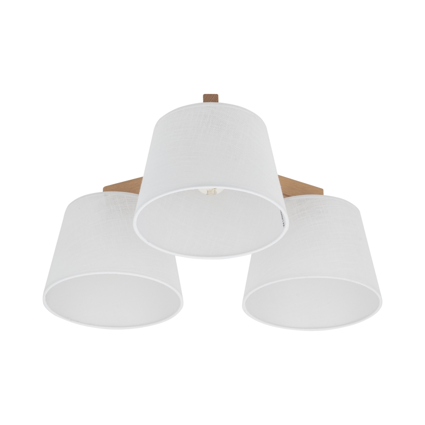 Brilagi - Overflademonteret loftlampe LATTE SABIA 3xE27/15W/230V fyrtræ/hvid