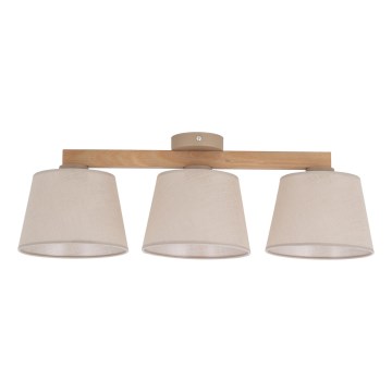 Brilagi - Overflademonteret loftlampe LATTE SABIA 3xE27/60W/230V fyrretræ/beige