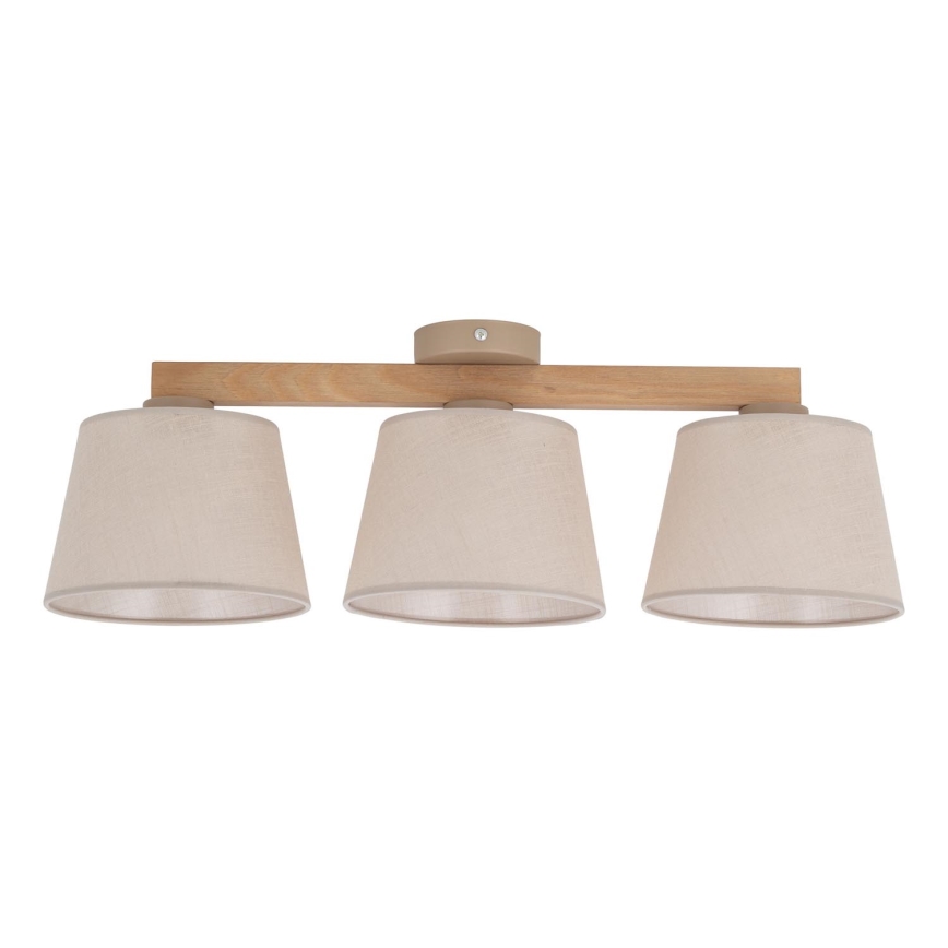 Brilagi - Overflademonteret loftlampe LATTE SABIA 3xE27/60W/230V fyrretræ/beige
