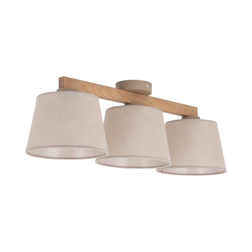 Brilagi - Overflademonteret loftlampe LATTE SABIA 3xE27/60W/230V fyrretræ/beige