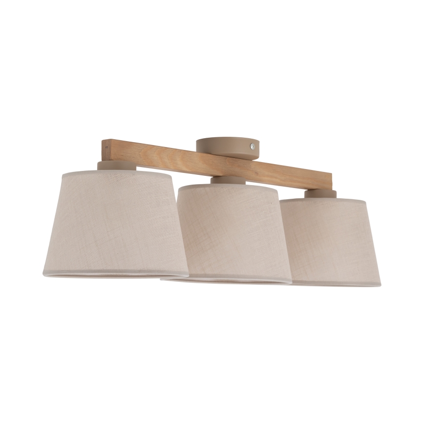Brilagi - Overflademonteret loftlampe LATTE SABIA 3xE27/60W/230V fyrretræ/beige