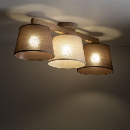 Brilagi - Overflademonteret loftlampe LATTE SABIA 3xE27/60W/230V fyrretræ/mix