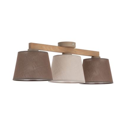 Brilagi - Overflademonteret loftlampe LATTE SABIA 3xE27/60W/230V fyrretræ/mix